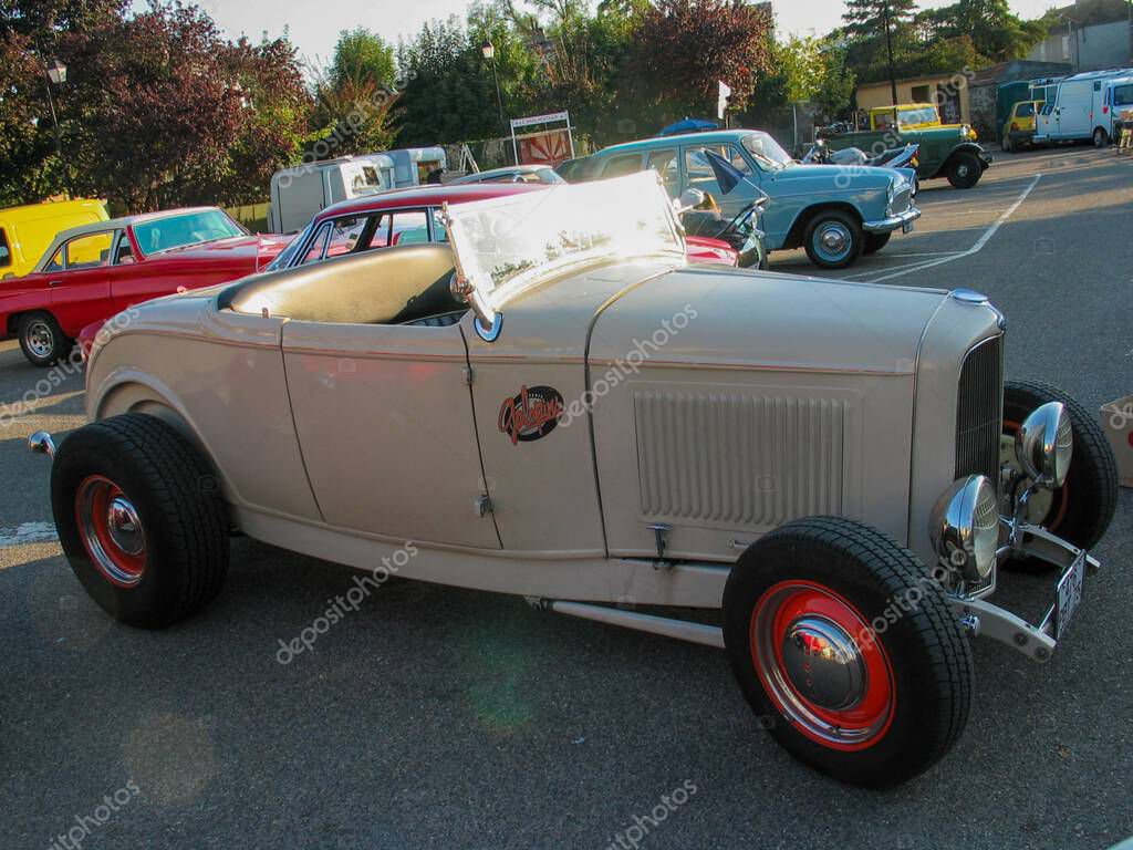 Bordeaux , France - 10 09 2025 : ford 1932 custom hot rod american car modified customized vehicle roadster collector in event show