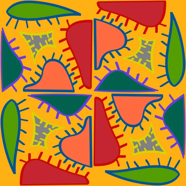 Nahtloses Abstraktes Helles Sommerliches Muster Ornament Mosaik Kaleidoskop — Stockvektor