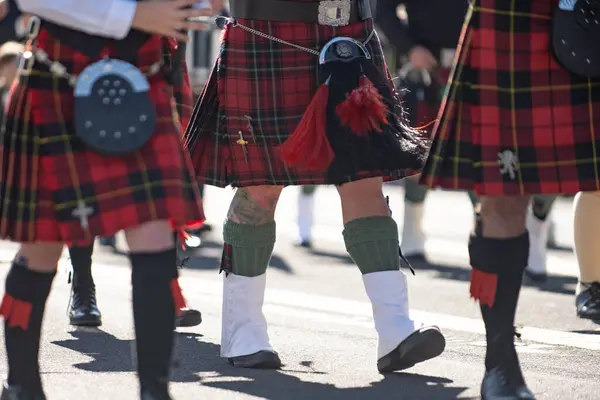 Kilts Spats São Usados Honra Tradição Irlandesa Durante Desfile Dia Imagem De Stock