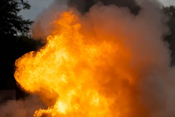 Igazi Forró Tűz Füsttel Oldalán — Stock Fotó