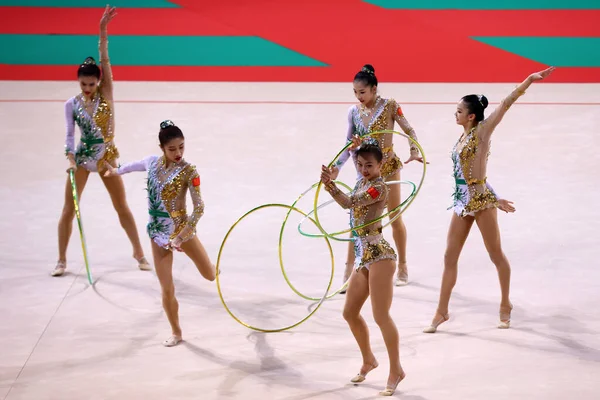 Sofya Bulgaristan Eylül 2022 Çin Takımı Üyeleri Fig Ritmik Jimnastik Stok Resim