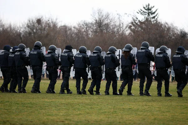 Riot Police Police Who Organized Deployed Trained Equipped Confront Crowds — Stock Photo, Image