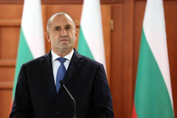Kishinev Moldova October 2022 President Bulgaria Rumen Radev Speaks Media — Stock Photo, Image