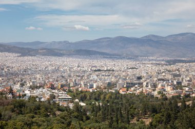 Güneşli bir günde Atina 'nın panoramik manzarası