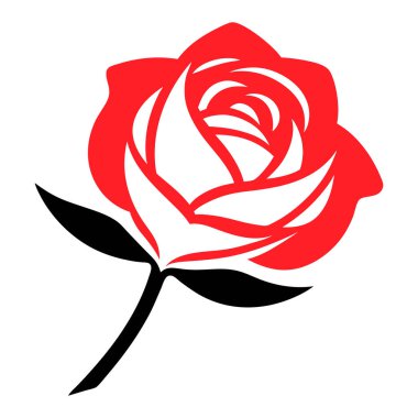 Çarpıcı bir kırmızı gül çizimi ve karmaşık siyah-beyaz detaylar. Bu zarif tasarım, modern ve stilize edilmiş bir bukleli bir gülün klasik güzelliğini yansıtır. Kullanım için mükemmel