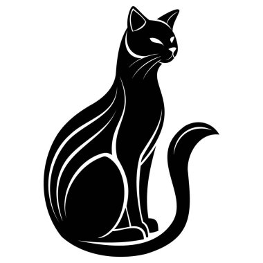 Oturan bir kedinin vektör silueti. Zarif bir asgari tarzda. Logolar, markalar, evcil hayvan dükkanları ve yaratıcı tasarım için harika..