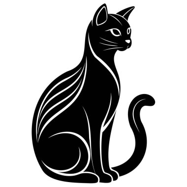 Oturan bir kedinin vektör silueti. Zarif bir asgari tarzda. Logolar, markalar, evcil hayvan dükkanları ve yaratıcı tasarım için harika..