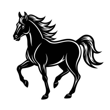 black horse, vector silhouette