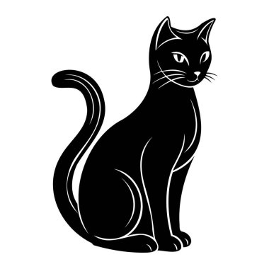 kedi vektör silueti çizimi