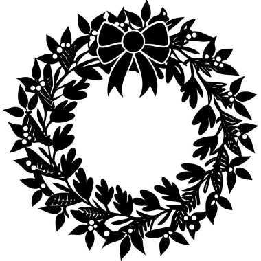 Noel çelengi dekorasyon tasarımı, vektör illüstrasyon grafiği