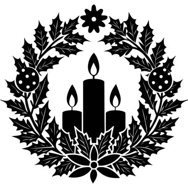 Noel çelengi dekorasyon tasarımı, vektör illüstrasyon grafiği