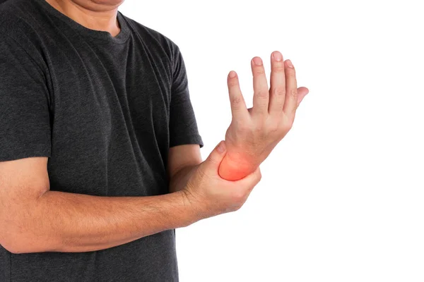 Elderly Man Woman Young Person Has Wrist Pain Knee Pain — Stock Photo, Image