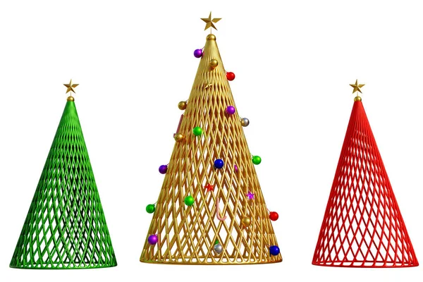 Ilustración Navidad Año Nuevo Abstracto Árbol Navidad Oro Verde Cono —  Fotos de Stock