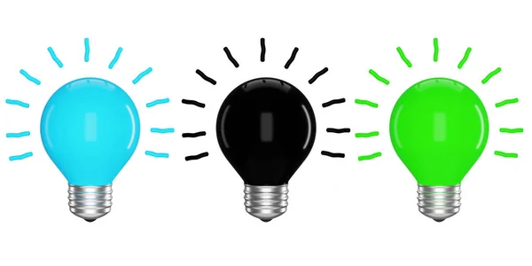 Illustration Black Green Blue Neon Light Bulb Technology Concept Innovation — Stock Photo, Image
