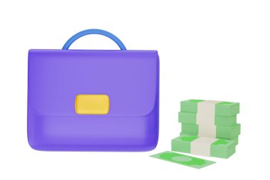 Bilgilendirme İşletme Bankası veya okul çantası eğitim işi nakit dolar finans konsepti çizim ikonu 3D minimalist karikatür biçimi - kırpma yolu