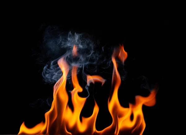 火焰燃料喷射热和燃烧危险爆炸烧烤红色黄色火焰隔离在黑色背景 图库图片