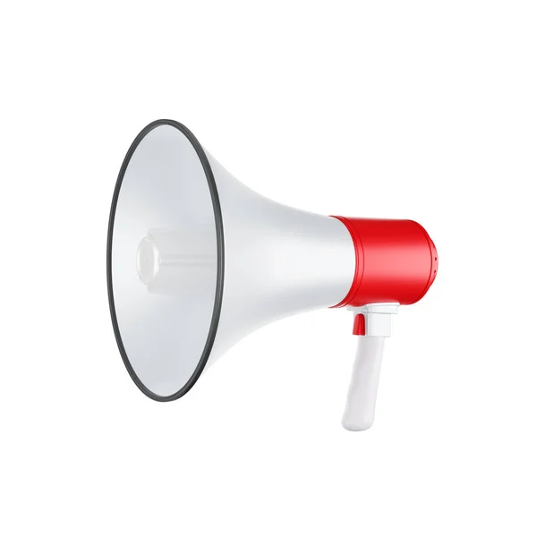 stock image loudspeaker or megaphone horn white and red megafon is a simulated notification speaker icon. 3D illustration rendering - clipping path
