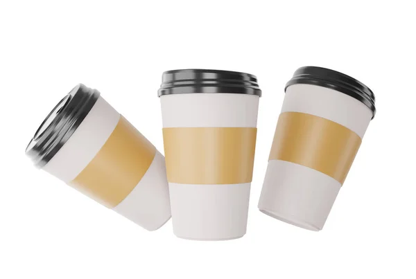 Papper Kaffekopp Eller Plast Glas Med Tom Brun Etikett Med — Stockfoto