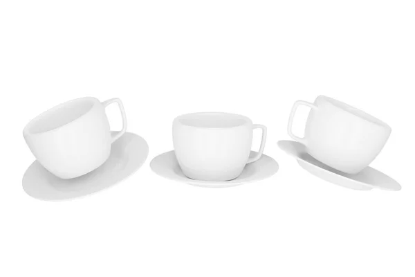 Coffee Cup Ceramic Tea Cup White Plate Cappuccino Espresso Tea — Stock Photo, Image