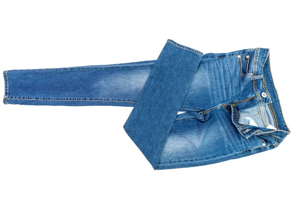 Pantalones Vaqueros Azules Composición Pantalones Mezclilla Moderna Mujer Hombre Textura — Foto de Stock