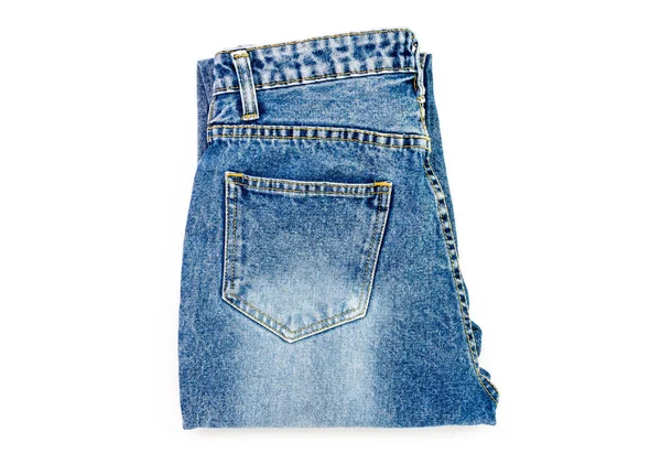 Blue Jeans Denim Hosen Zusammensetzung Moderne Damen Und Herrenmode Hosen — Stockfoto