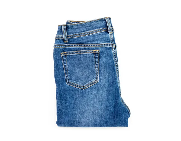 Pantalones Vaqueros Azules Composición Pantalones Modernos Moda Para Mujer Hombre —  Fotos de Stock