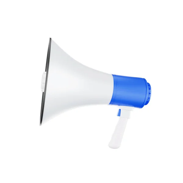 Loudspeaker Megaphone Horn White Blue Megafon Simulated Notification Speaker Icon — Stock Photo, Image