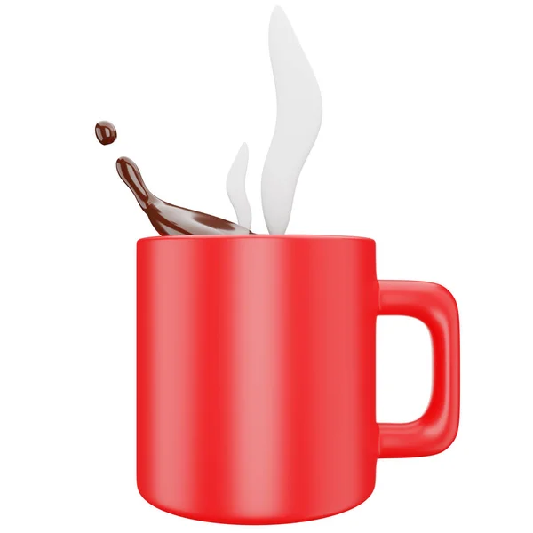 Keramik Tasse Mit Kaffee Oder Heißer Schokolade Bespritzt Schöne Rote — Stockfoto
