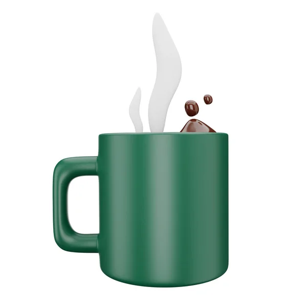 Keramik Tasse Mit Kaffee Oder Heißer Schokolade Spritzer Schöne Lächelnde — Stockfoto