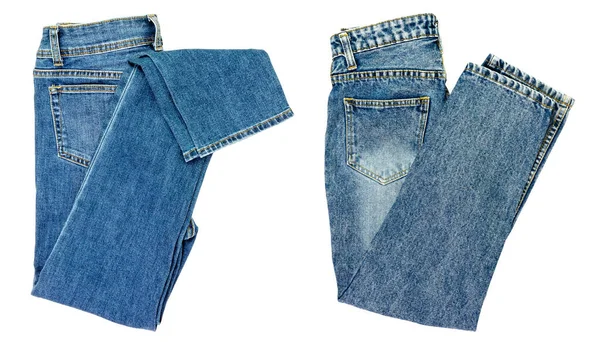 Blå Jeans Fodrade Hög Jeans Element Moderna Kvinnors Och Mäns — Stockfoto
