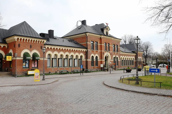 Hallsberg Schweden April 2023 Außenansicht Des Hallsberger Bahnhofsgebäudes — Stockfoto
