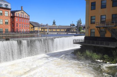 İsveç 'in Norrkoping kentindeki sanayi manzarası.
