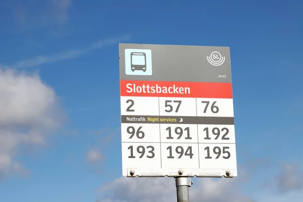 Stockholm Augusti 2023 Närbild Busshållplatsen Slottsbacken Kungliga Slottet — Stockfoto