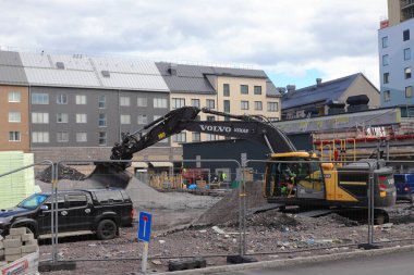 Kiruna, İsveç - 17 Haziran 2024: Kiruna 'nın yeni şehir merkezindeki inşaat alanı.