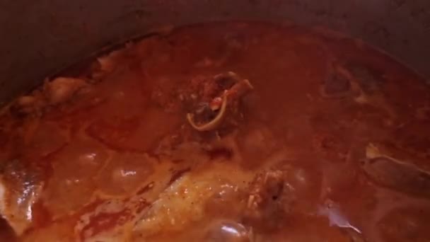 Ινδική Εύκολη Σπιτική Συνταγή Ζεστό Αρνί Κάρυ Βράζει Φυσαλίδες Kadai — Αρχείο Βίντεο