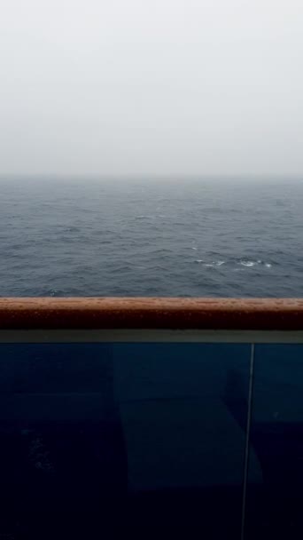 Sea Agitated Being Filmed Cabin Cruise Ship Rainy Day_Vertical — Video Stock