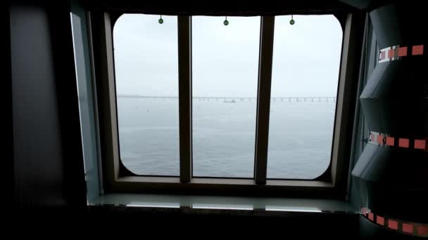Large Cruise Ship Window Background Guanabara Bay Point Rio Janeiro — Stock videók