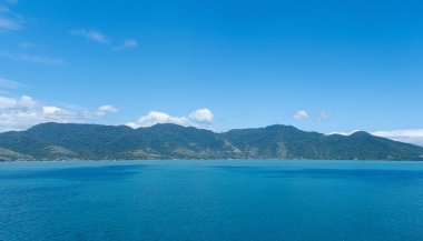 Panoramic shot of Sao Sebastiao on the coast of Sao Paulo in Brazil, on a sunny summer day.