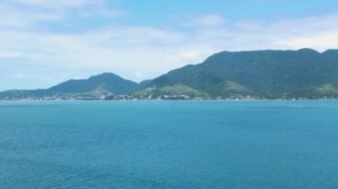 Panoramica of the bay of Sao Sebastiao in a sunny summer day.