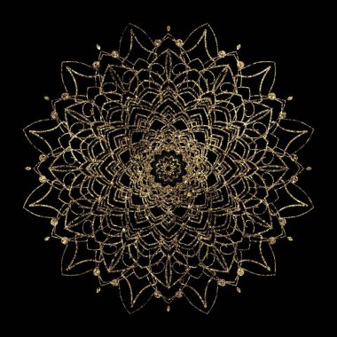 Siyah üzerine Altın Mandala