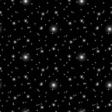 Siyah Üzerinde Beyaz Yıldızları Kusursuzca Tekrarlayan