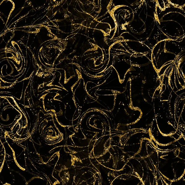 Бесшовно Повторяя Черный Золотой Мрамор — стоковое фото