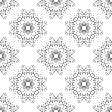 Siyah ve Beyaz Mandala Şablonu