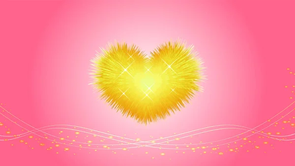 Furry Heart Pink Background — Stock Vector