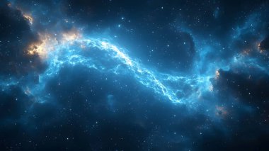 Evrende parlayan mavi bir nebulanın yer aldığı büyüleyici bir derin uzay sahnesi. Kozmik tozun, uzak yıldızların ve dönen yıldızlararası bulutların karmaşık detayları nefes kesici bir gökyüzü manzarası yaratır.