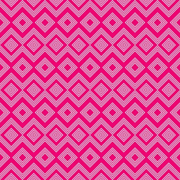 Çarpıcı, pürüzsüz bir desen. Özmerkezli elmas şekilleri, parlak pembe bir arka plana karşı beyazla çizilmiş. Bu enerjik geometrik tasarım moda, modern tekstil ve kalın grafik projeleri için mükemmeldir.