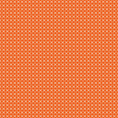 Pürüzsüz bir geometrik desen, koyu turuncu arka planda küçük, tekrar eden beyaz elmas şekilleri içeriyor. Fayans benzeri simetri ve canlı renk paleti onu tekstil, duvar kâğıtları ve dekoratif yüzeyler için ideal hale getiriyor.