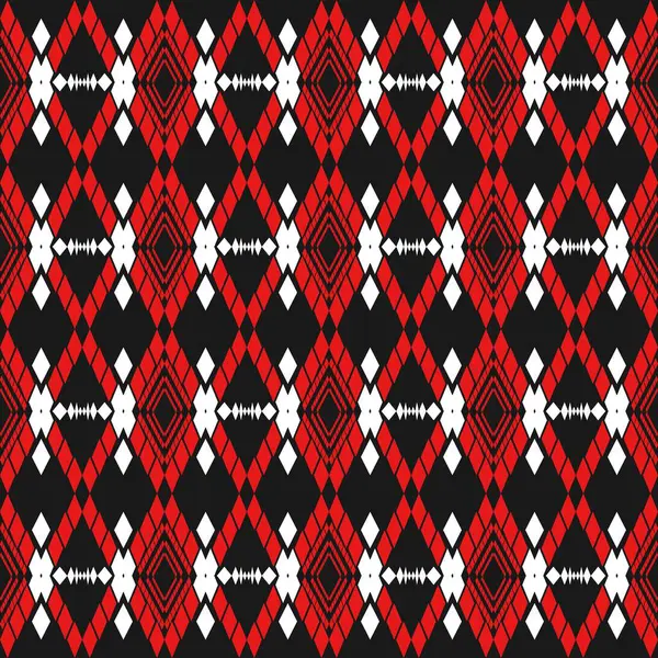 Siyah ve kırmızı elmas şekilli, simetrik olarak sıralanmış beyaz aksanlı cesur bir kabile esinlenilmiş desen. Çarpıcı renk karşıtlığı ve geometrik kesinlik onu etnik tekstil, kültürel baskılar ve grafik için ideal hale getiriyor.