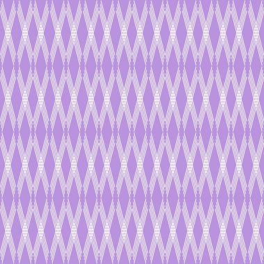 Yumuşak menekşe arkaplanda birbirine karışmış beyaz elmas çizgileri olan kusursuz bir geometrik desen. Bu zarif ve modern tasarım tekstil, duvar kağıtları, kırtasiye ve şık dijital uygulamalar için mükemmeldir.