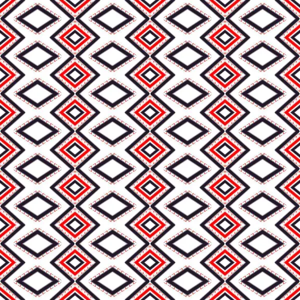 Detaylı süs aksanıyla kırmızı, siyah ve beyaz elmas şekilli kusursuz bir kabile modeli. Bu geometrik tasarım dinamik bir etnik yetenek ekler, tekstil, arka plan ve kültürel sanat eserleri için mükemmeldir.